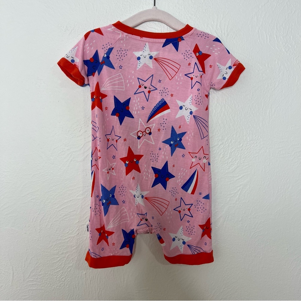 Little Sleepies Bamboo Zipper Romper Pink Star Print Short Sleeve Size 6-12M - Picture 7 of 8